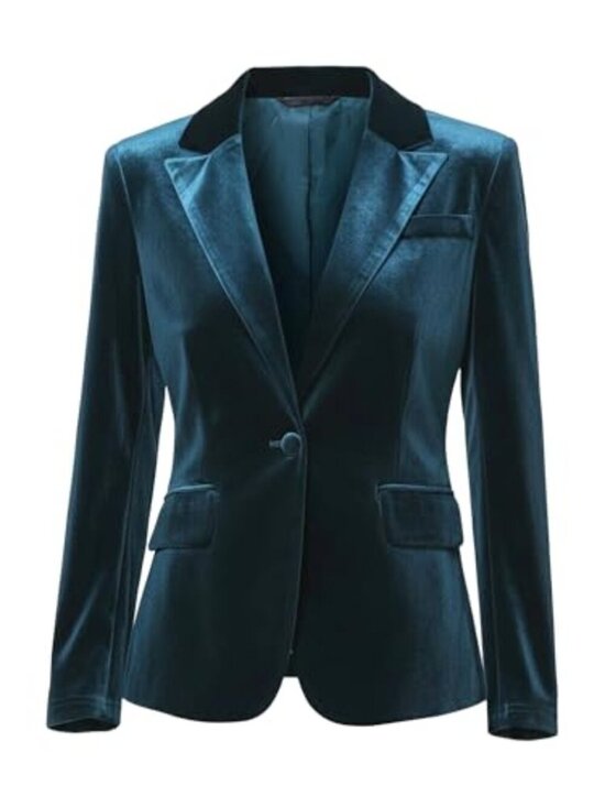 Dresses & Skirts - 🆕 Velvet Blazer for Women's Notched Lapel Long Sleeve One Button Dressy Office
